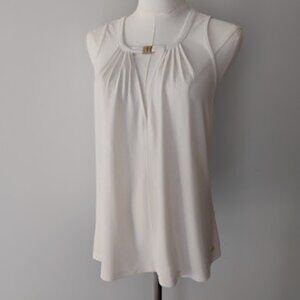 White Sleeveless Sheer Guess Blouse Gold Closure Size M